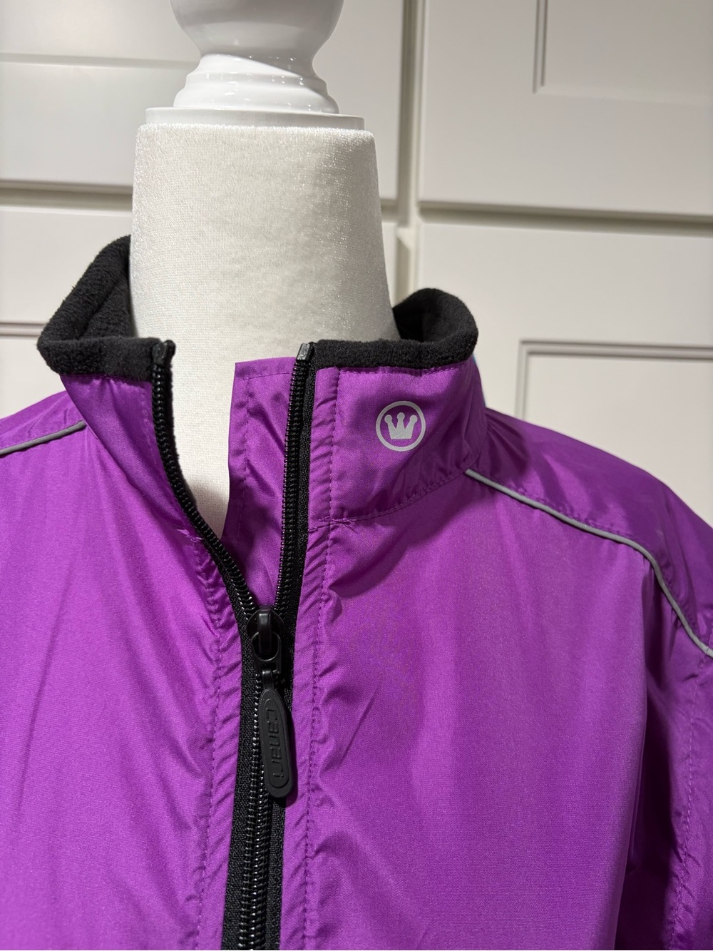 Canari Purple Women’s Cycling Rain Jacket with Black Fleece Collar